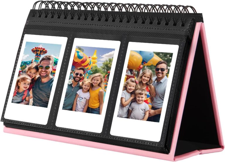 Mini Photo Album for Fujifilm Instax Mini Camera, 96 Pockets Photo Album for Polaroid, Leather Desktop Display Album for Instax Mini 12 11 9 40 8 7 Evo LiPlay Instant Camera, 2×3 Photo Album (Pink)