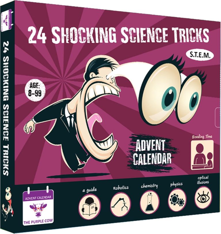 NEW 2024 Advent Calendar SHOCKING SCIENCE by The Purple Cow. 24 Jaw-dropping Science Tricks for Kids aged 8 and above. The perfect S.T.E.M gift!