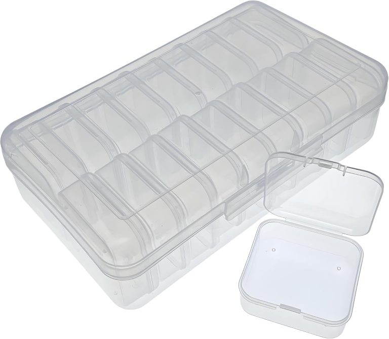 Clear Plastic Organizer Box 18 Pack-Multi Sized Containers with Lids for Beads,Crafts, And Small Items,Stackable,Clear Storage Solution Home and Office Organization,Craft Supply Organizer,Bead Storage