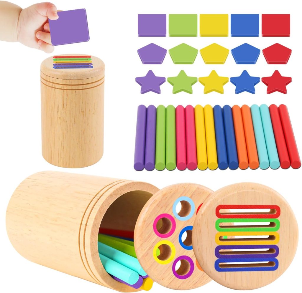 Montessori Toys for 2 Years Old Boys Girls Toddlers Wooden Sensory Color Sorting Toys 18 Month 1 3 4 5 Old Baby Fine Motor Skills Stacking Shape Sorters Educational Learning Matching Game Montessori Toys for 2 Years Old Boys Girls Toddlers Wooden Sensory Color Sorting Toys 18 Month 1 3 4 5 Old Baby Fine Motor Skills Stacking Shape Sorters Educational Learning Matching Game