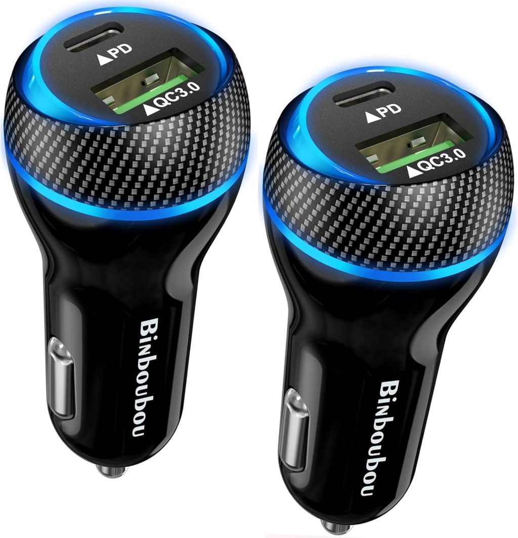 2-Pack USB C Super Fast Car Charger,45W Type C Car Fast Charging [PD/PPS&QC] Cigarette Lighter Charger Compatible w/Samsung S22/S21/S20, iPad Pro Pixel