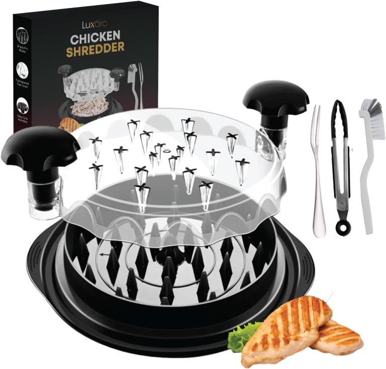 Large Chicken Breast Shredder Tool Twist with Cleaning Brush, Tong, & Fork -Chicken Grinder – Meat Shredder Tool, Strong Anti-Slip Grip, Ergonomic Handle, BPA Free, Suitable for Pork Beef Chicken