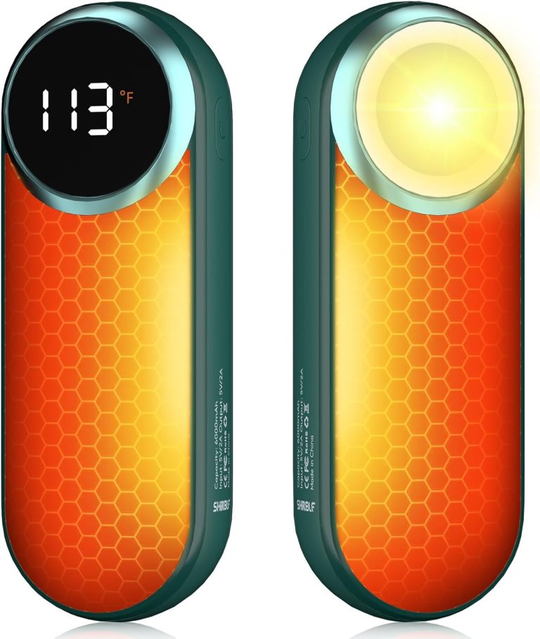 Hand Warmers Rechargeable,12000mAh Electric Hand Warmers with Light, 2 Pack Pocket Hot Hands Reusable Up to 20 Hours, Double Sided Heat Portable Heater for Hunting, Camping Gear, Stocking Stuffers