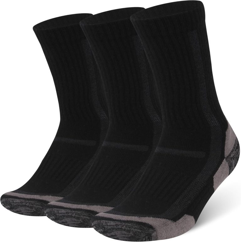 3 Pairs Merino Wool Hiking Mid Calf Socks for Men & Women – Moisture Wicking, Thermal, Cushioned Boot Socks