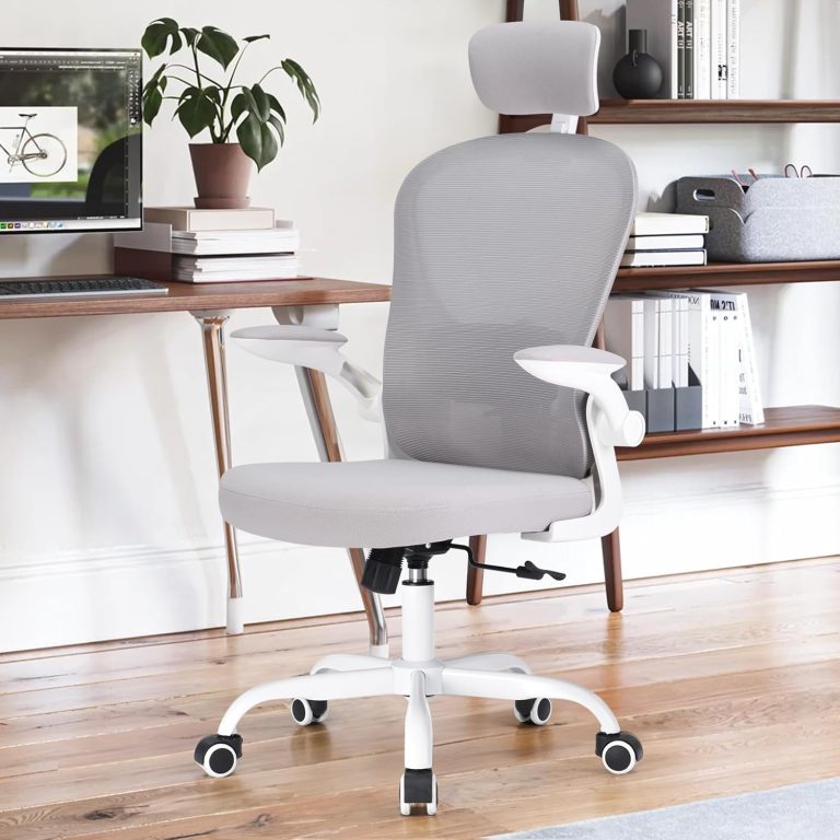 Office Chair with Flip-Up Armrest, High Back Ergonomic Computer Chair with Adjustable Lumbar Support for Home and Office
