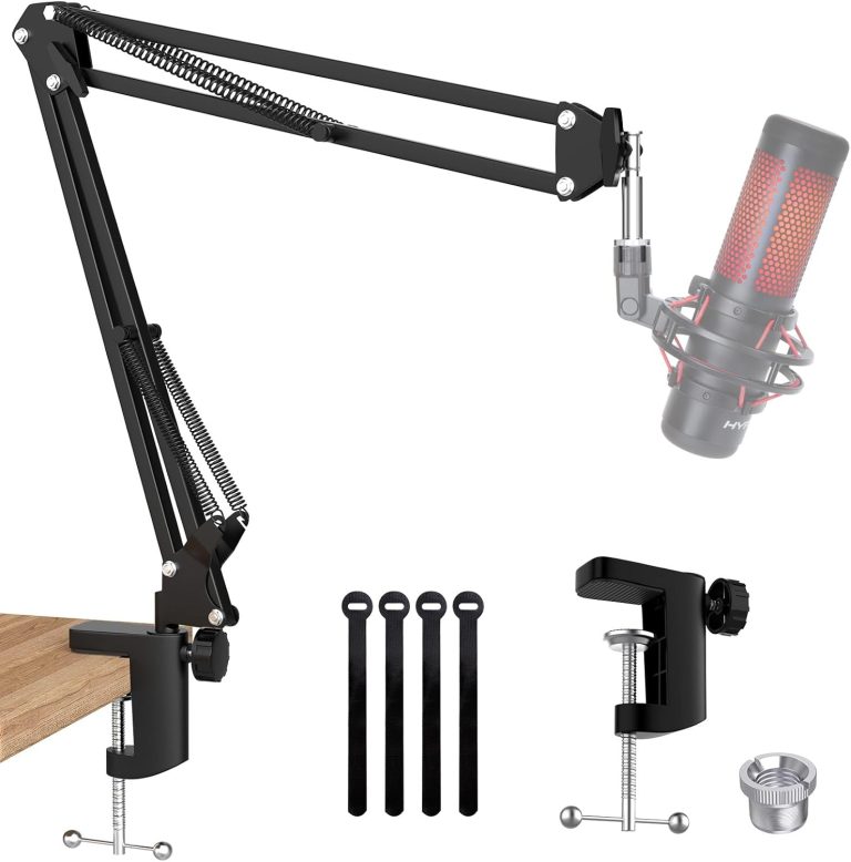 QuadCast Boom Arm, Mic Arm Microphone Arm for HyperX QuadCast SoloCast Blue Yeti Fifine AM8 and Most Mic, Mic Stand Desk with 3/8″ to 5/8″ Adapter by SUNMON