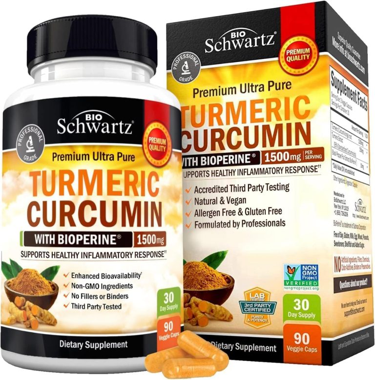 Turmeric Curcumin with Black Pepper Extract 1500mg – High Absorption Ultra Potent Turmeric Supplement with 95% Curcuminoids and BioPerine – Non GMO Turmeric Capsules for Joint Support – 90 Capsules