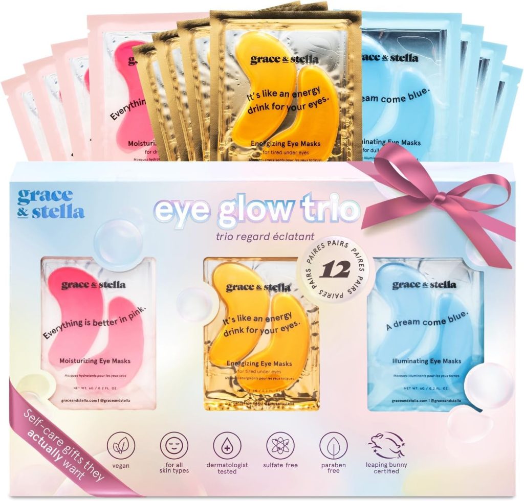 Grace & Stella Under Eye Patches, Christmas Gifts for Women (12 Pairs) Christmas Gifts for Mom, Eye Patches for Puffy Eyes and Dark Circles, Vegan Eye Mask, Birthday Gifts for Women, Stocking Stuffers Grace & Stella Under Eye Patches, Christmas Gifts for Women (12 Pairs) Christmas Gifts for Mom, Eye Patches for Puffy Eyes and Dark Circles, Vegan Eye Mask, Birthday Gifts for Women, Stocking Stuffers