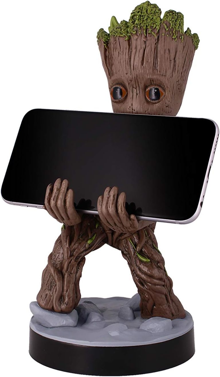 Exquisite Gaming: Guardians of The Galaxy: Toddler Groot – Original Mobile Phone & Gaming Controller Holder, Device Stand, Cable Guys, Marvel Licensed Figure, Black
