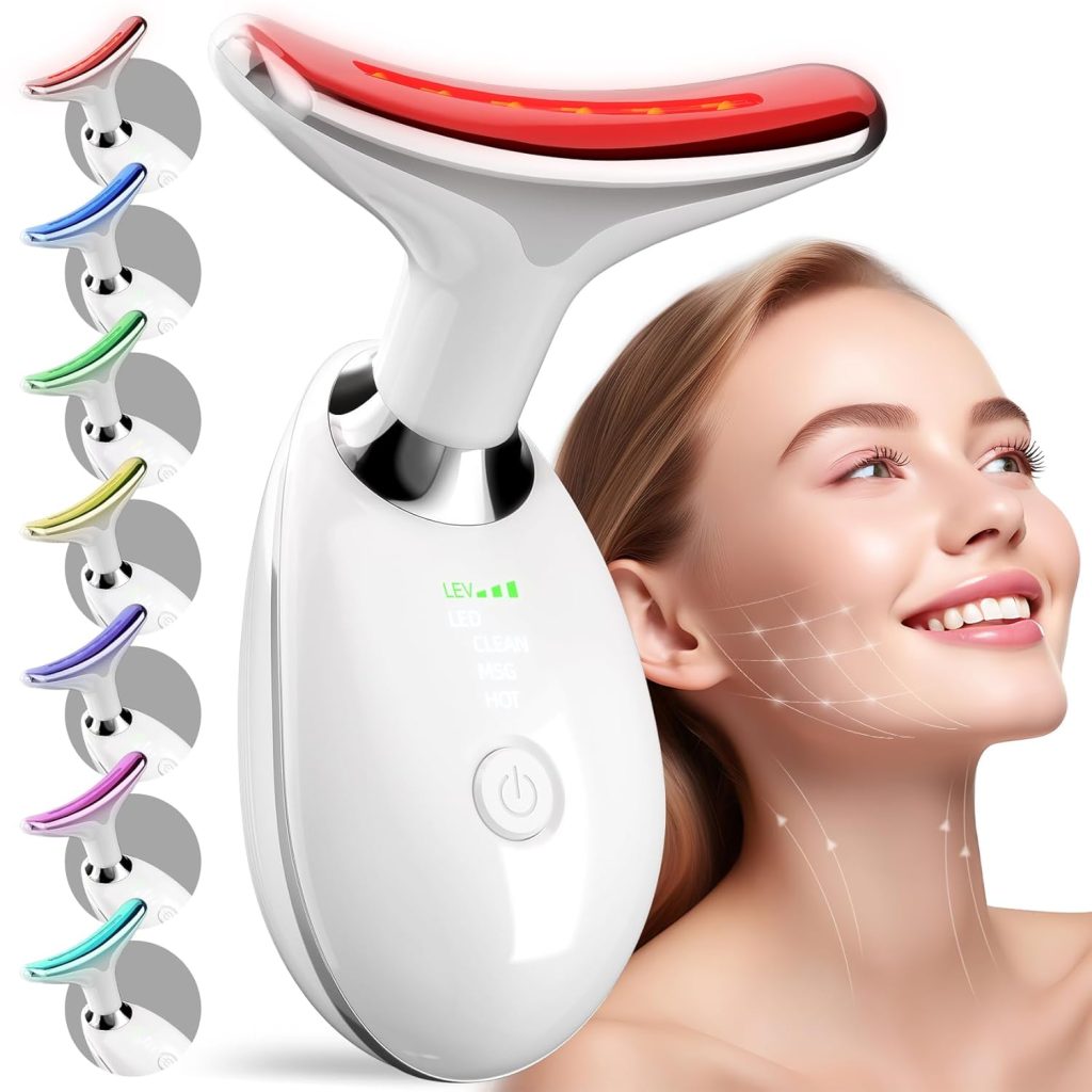7 Color Neck Face Massager Tool, Facial Massager with Vibration Tech, Rechargeable Face culpting Wand for Skin Care (White) 7 Color Neck Face Massager Tool, Facial Massager with Vibration Tech, Rechargeable Face culpting Wand for Skin Care (White)