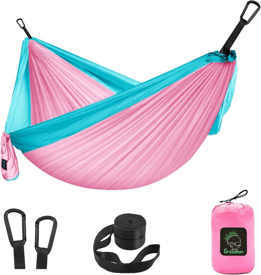 GRASSMAN Kids Hammock-Small Camping hammocks, Portable Camping Gear for Child Indoor/Outdoor use, with Tree Straps & Carabiners Pink & Blue GRASSMAN Kids Hammock-Small Camping hammocks, Portable Camping Gear for Child Indoor/Outdoor use, with Tree Straps & Carabiners Pink & Blue