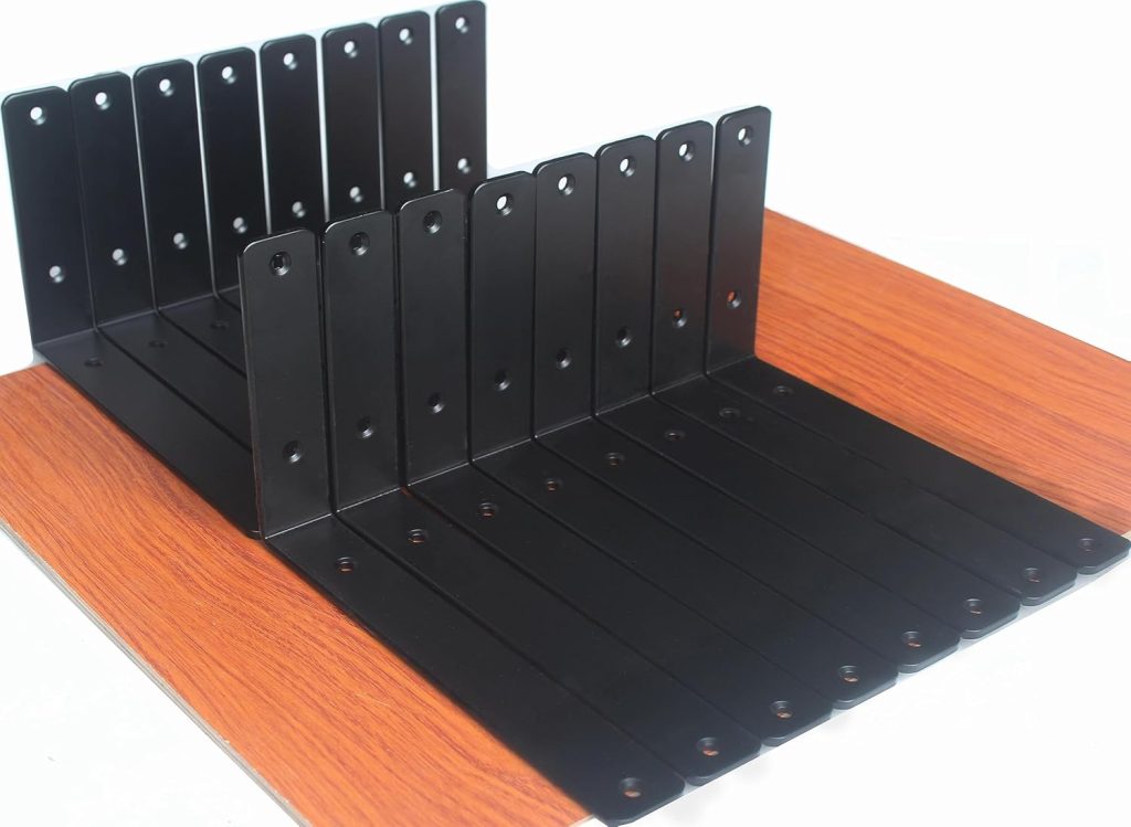 16 Pack – L 10″ x H 6″ x W1.5″, 5mm Thick Black L Shelf Bracket, Iron Shelf Brackets, Metal Shelf Bracket, Industrial Shelf Bracket, Floating Shelf Bracket, Shelf Supports with Screws 16 Pack – L 10″ x H 6″ x W1.5″, 5mm Thick Black L Shelf Bracket, Iron Shelf Brackets, Metal Shelf Bracket, Industrial Shelf Bracket, Floating Shelf Bracket, Shelf Supports with Screws