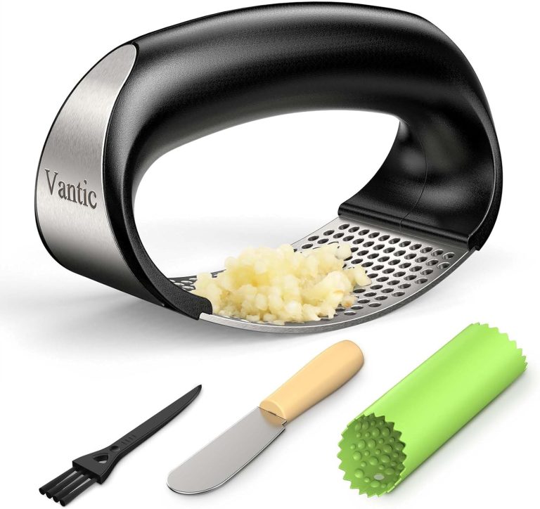 Vantic Garlic Press Rocker – Stainless Steel Garlic Mincer Garlic Crusher, New Innovative Garlic Chopper with Peeler and Scraper for Smash Garlic