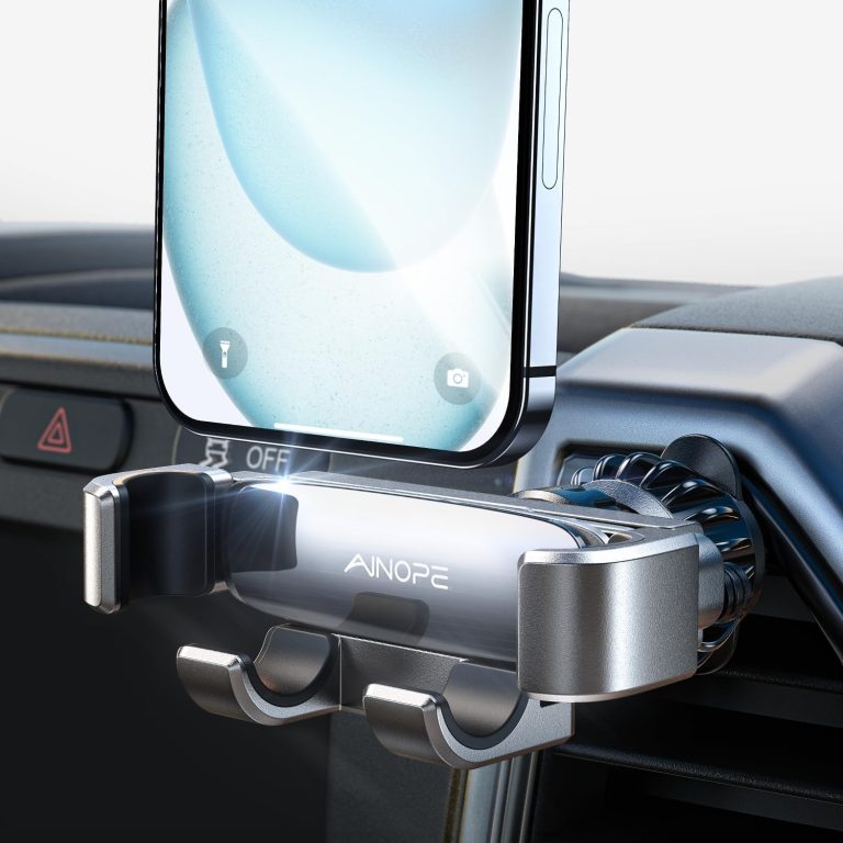 AINOPE Car Phone Holder Mount Vent 2024 Gravity Air Vent Phone Holders for Your Car for iPhone 16 Pro Max with Newest Vent Clip Hand Free Cell Phone Car Mount Holder for iPhone 15 Plus Samsung Silver
