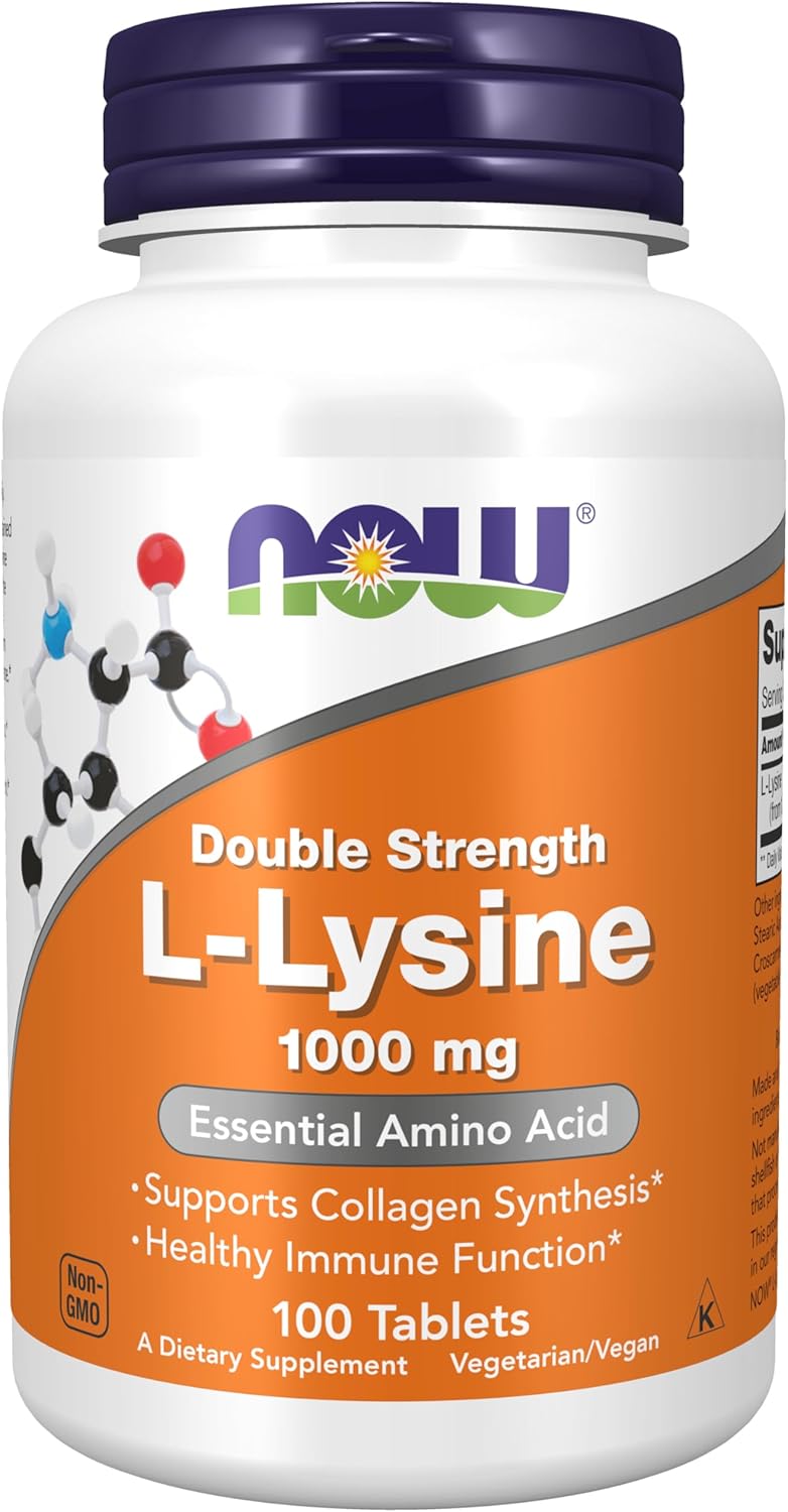 NOW Foods Supplements, (L-Lysine Hydrochloride) 1,000 mg, Double Strength, Amino Acid, 100 Tablets NOW Foods Supplements, (L-Lysine Hydrochloride) 1,000 mg, Double Strength, Amino Acid, 100 Tablets