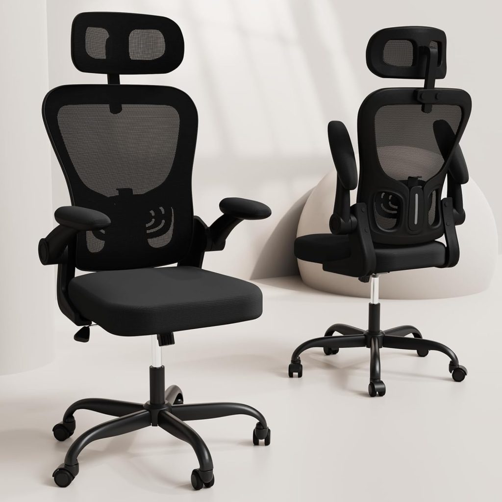 Ergonomic Office Chair, High Back Home Desk Chair with Adjustable Lumbar Support and Headrest, Breathable Mesh Swivel Task Chair, Executive Computer Chair, Black,1 Pack Ergonomic Office Chair, High Back Home Desk Chair with Adjustable Lumbar Support and Headrest, Breathable Mesh Swivel Task Chair, Executive Computer Chair, Black,1 Pack