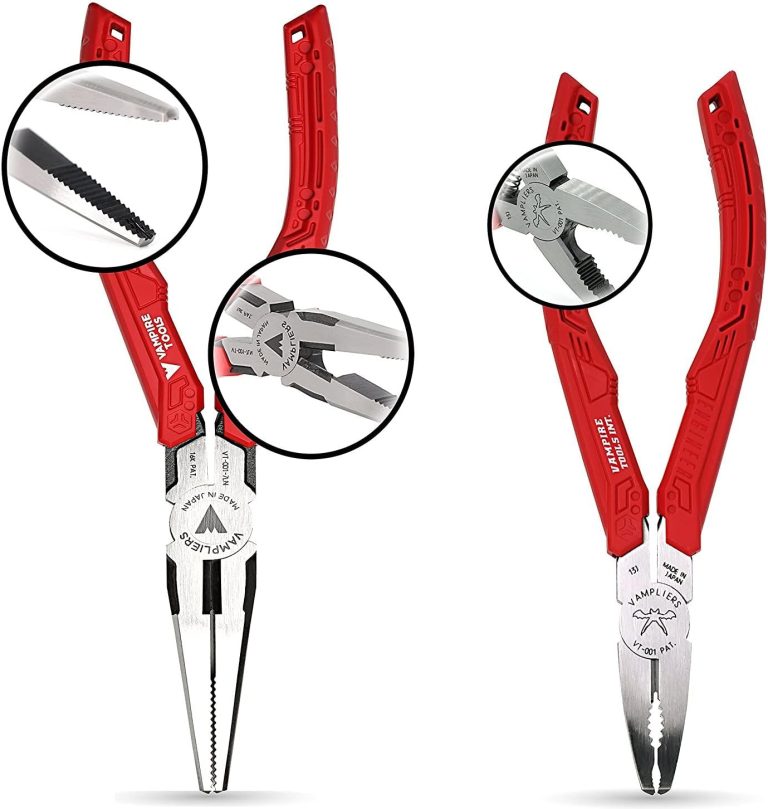 VamPLIERS VT-001 6.25″ Screw Extraction Pliers + VT-001-7LN 7.5″ Long Nose Specialty Screw Extraction Pliers to Remove Rusted/Damage/Specialty Screws, Nuts, & Bolts