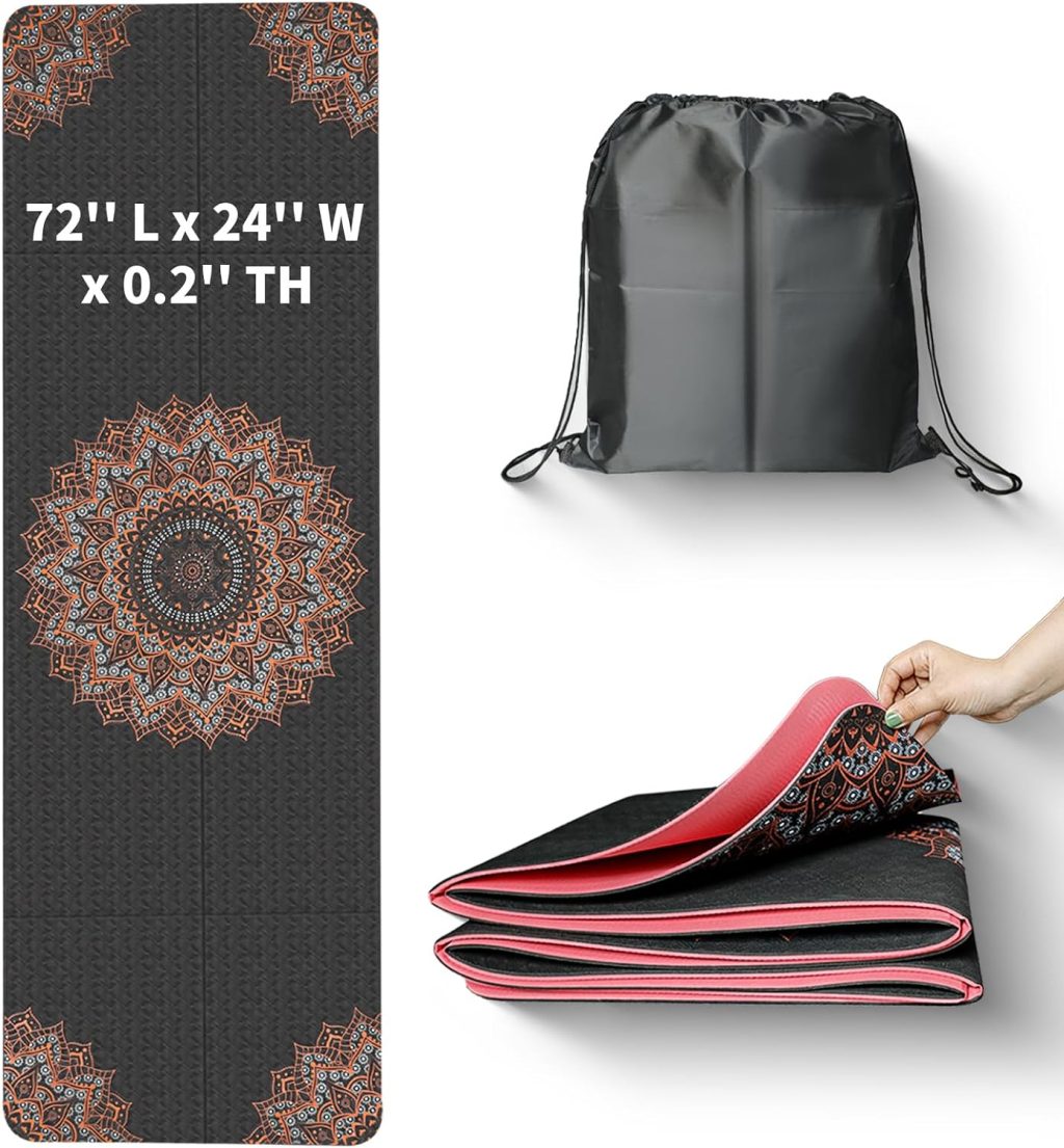 72″X24″X0.2″ Travel Yoga Mat Non Slip Exercise Yoga Mat with Carry Bag Foldable Yoga Mat Fitness Workout Mat 5mm Thick Print Pilates Mat for Travel Home Gym Outdoor 72″X24″X0.2″ Travel Yoga Mat Non Slip Exercise Yoga Mat with Carry Bag Foldable Yoga Mat Fitness Workout Mat 5mm Thick Print Pilates Mat for Travel Home Gym Outdoor