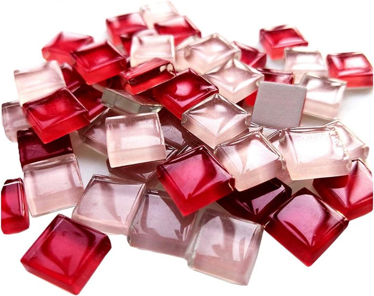 100 Pieces Bulk Mosaic Tiles Assorted Color Opaque Mosaic Glass Crafts Supplies for DIY Picture Coaster Home Mosaic Decoration(1x1cm,Red Series)