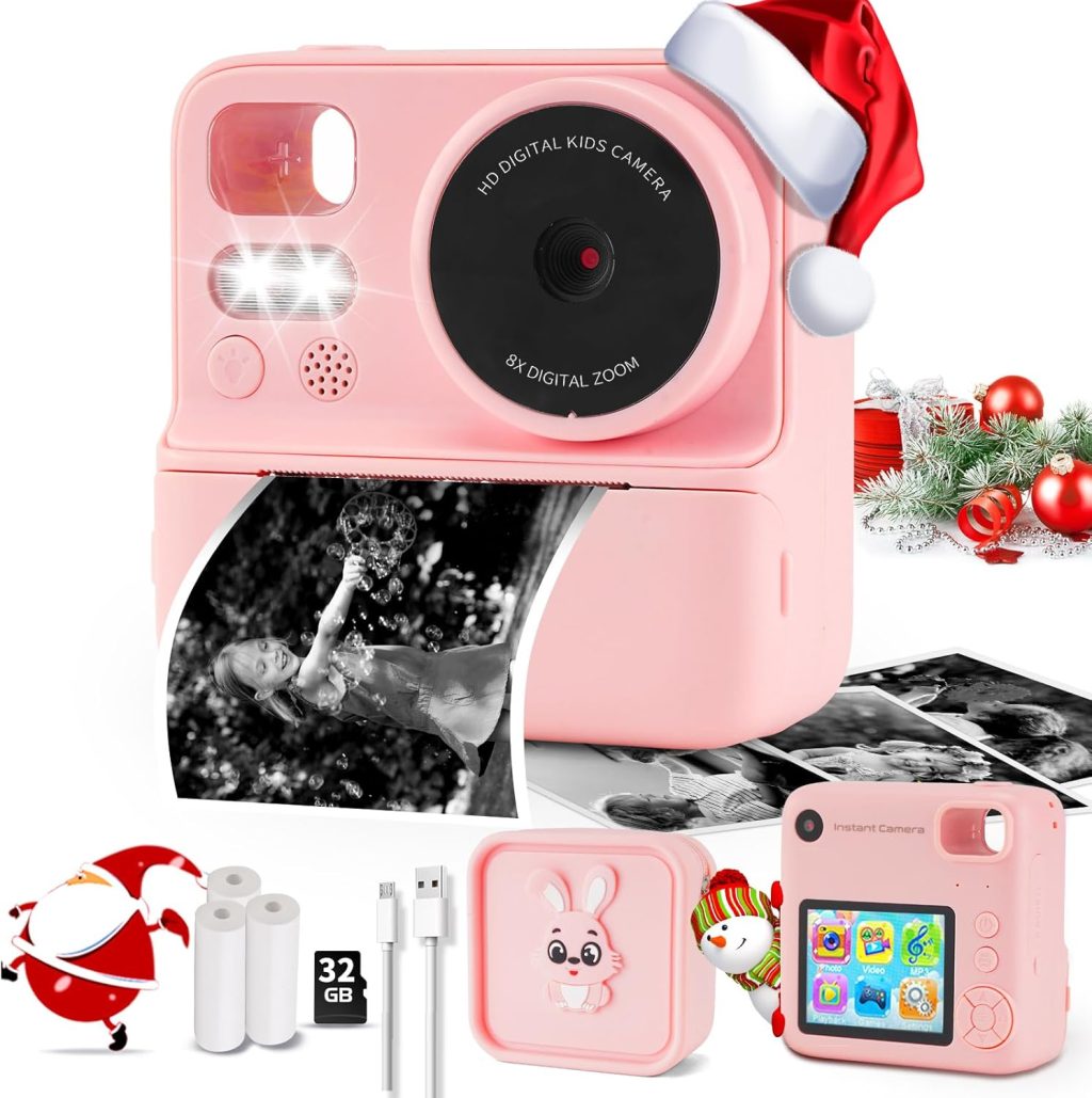 Kids Camera Instant Print with Silicone Cover, Dual Front and Rear Digital Camera Toy for Toddler, Birthday for Boy Girl 3 4 5 6 7 8 9 10 11 12 Years Old (Pink) Kids Camera Instant Print with Silicone Cover, Dual Front and Rear Digital Camera Toy for Toddler, Birthday for Boy Girl 3 4 5 6 7 8 9 10 11 12 Years Old (Pink)