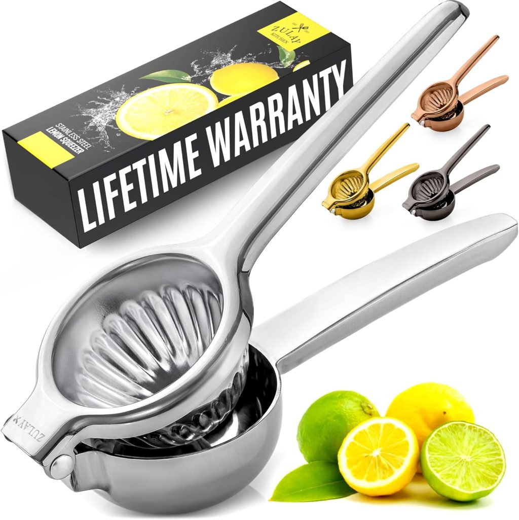 Zulay Kitchen Lemon Squeezer Stainless Steel – Premium Quality, Heavy Duty Solid Metal Squeezer Bowl – Large Manual Citrus Press Juicer and Lime Squeezer Stainless Steel Zulay Kitchen Lemon Squeezer Stainless Steel – Premium Quality, Heavy Duty Solid Metal Squeezer Bowl – Large Manual Citrus Press Juicer and Lime Squeezer Stainless Steel