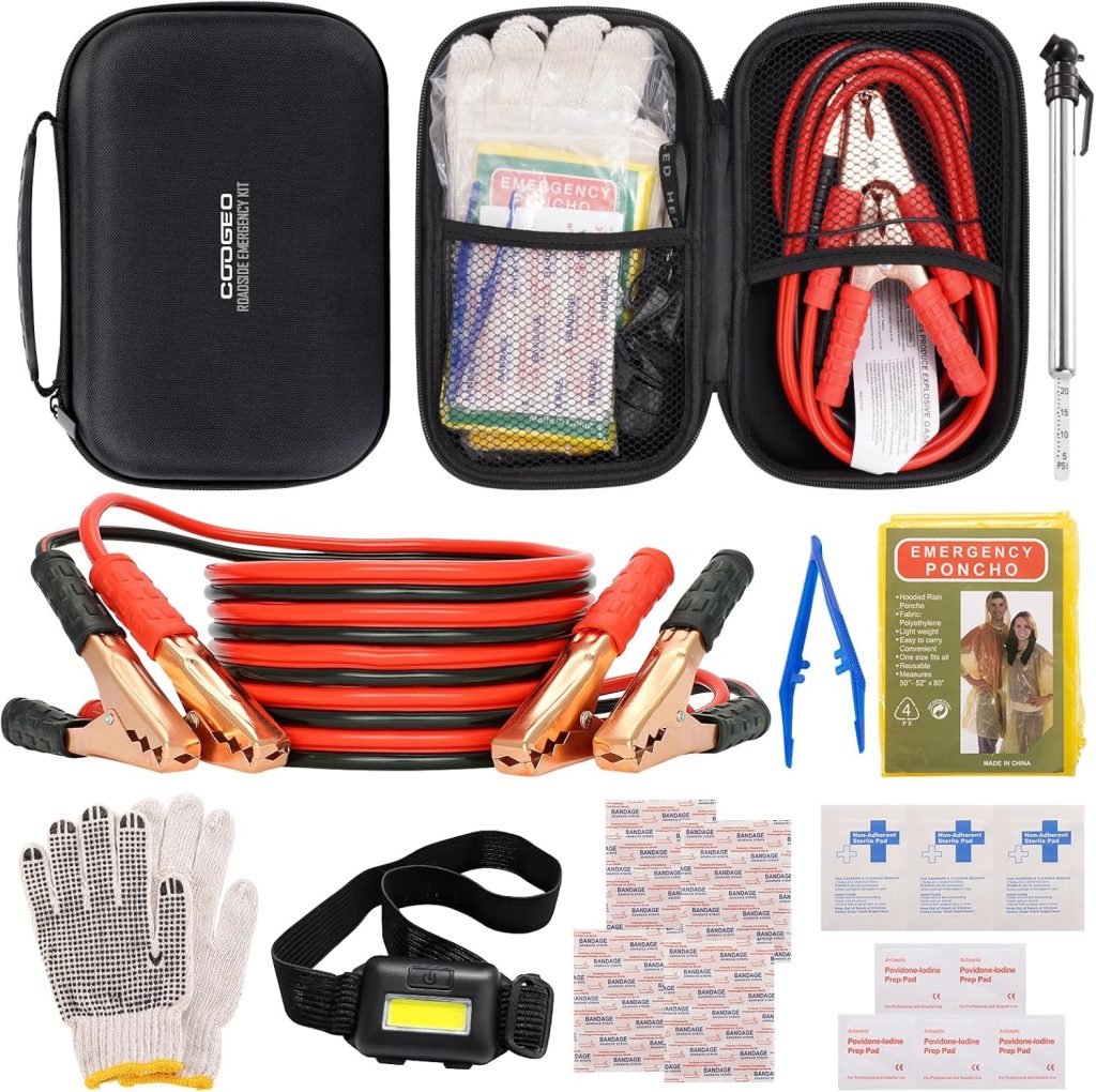 Roadside Assistance Emergency Kit Multipurpose Bag, Premium with Battery Jumper Cable Automotive Kit for Car,Vehicle, Truck or SUV for Men or Women, Black Roadside Assistance Emergency Kit Multipurpose Bag, Premium with Battery Jumper Cable Automotive Kit for Car,Vehicle, Truck or SUV for Men or Women, Black