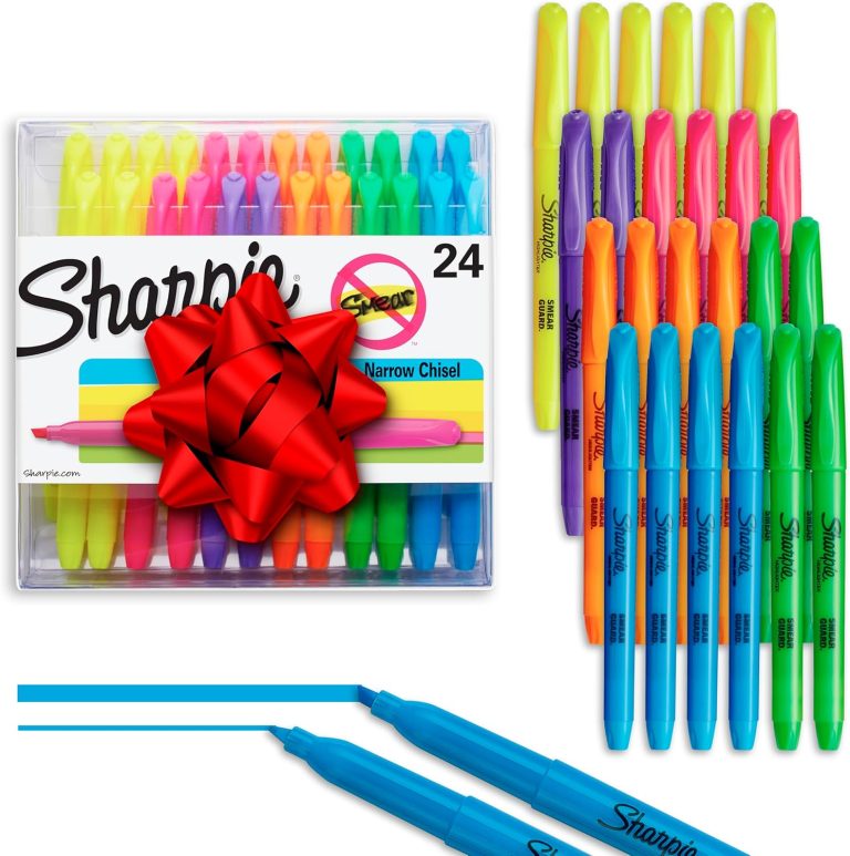 Sharpie Pocket Highlighters, Chisel Tip Highlighter Marker Set, Office Supplies And Classroom Supplies, Stocking Stuffers, Assorted Colors, 24 Count
