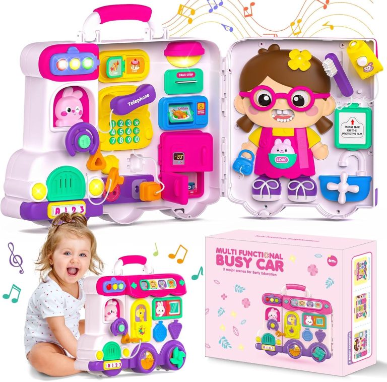 Baby Montessori Busy Board for 1-2 Year Old Boy Girl Gift,Musical Toddler Toys for 1+ Year Old,Early Educational Toy for Toddlers 1-3,Baby Sensory Developmental Toy 12-18 Months