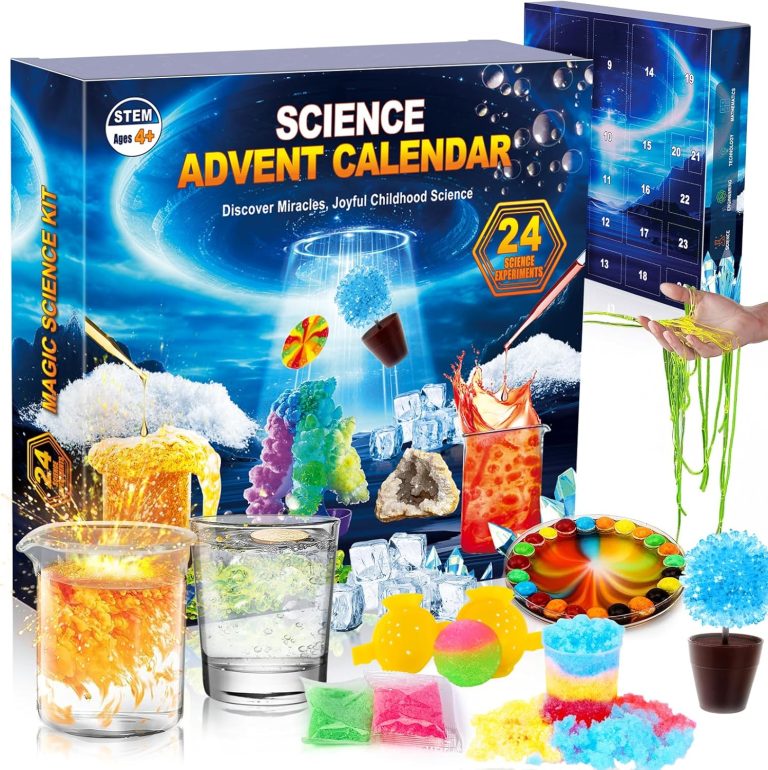 Kids Christmas Advent Calendar 2024 for Girls Boys, 24 Days Science Kits Christmas Countdown Calendar for Kids Age 4+, Christmas Vacation Advent Calendar 2024