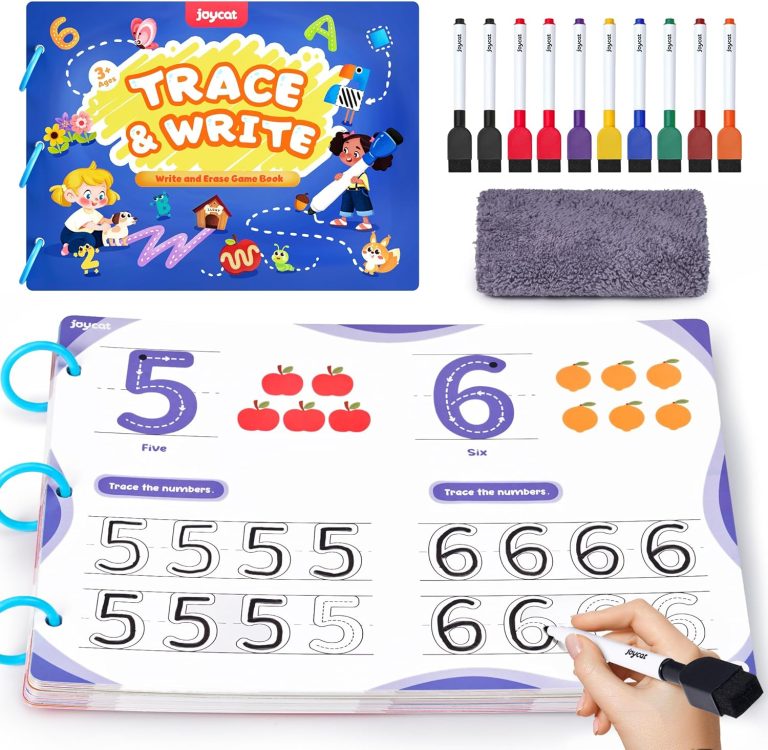 Preschool Learning Activities 48 Reusable Pages, Handwriting Practice for Kids Toddlers, Tracing Letter Number Workbooks, Educational Autism Busy Book, Learning Gift Toys for 3 4 5 Year Olds