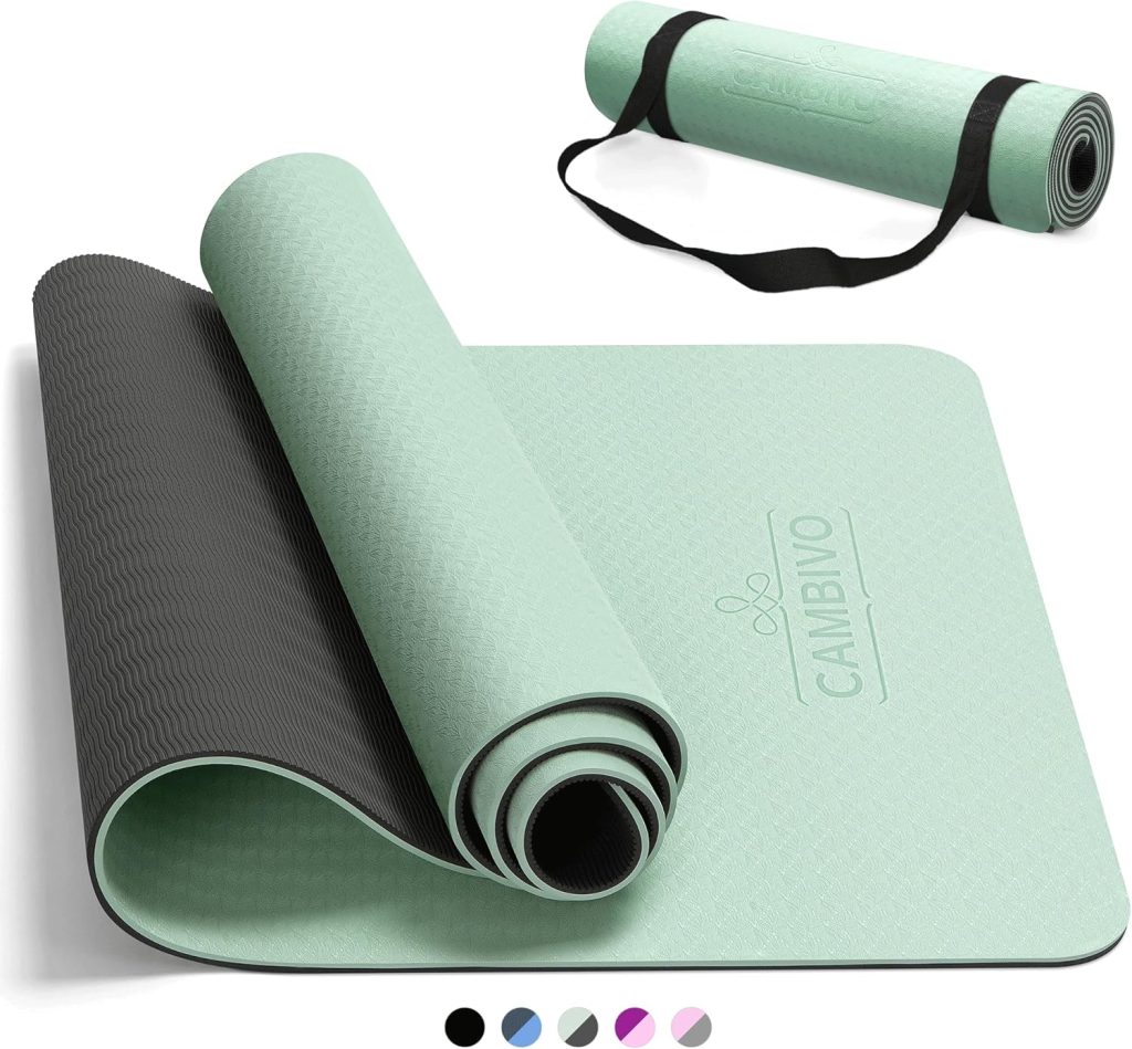 CAMBIVO Yoga Mat for Women Men Kids, 1/3 & 1/4 & 2/5 Inch Extra Thick Yoga Mat Non Slip, 72″ x 24″ TPE Yoga Mats, Workout Mat with Carrying Strap for Yoga, Pilates and Floor Exercises CAMBIVO Yoga Mat for Women Men Kids, 1/3 & 1/4 & 2/5 Inch Extra Thick Yoga Mat Non Slip, 72″ x 24″ TPE Yoga Mats, Workout Mat with Carrying Strap for Yoga, Pilates and Floor Exercises