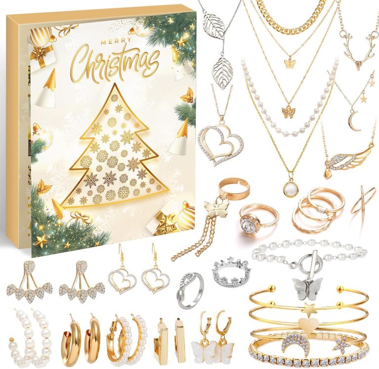 Jewelry Advent Calendar 2024 for Women, Christmas Countdown – 24 Days Holiday Surprises Gifts, Fashion Bracelet Necklace Ring Earrings Jewelry Set for Wife, Daughter