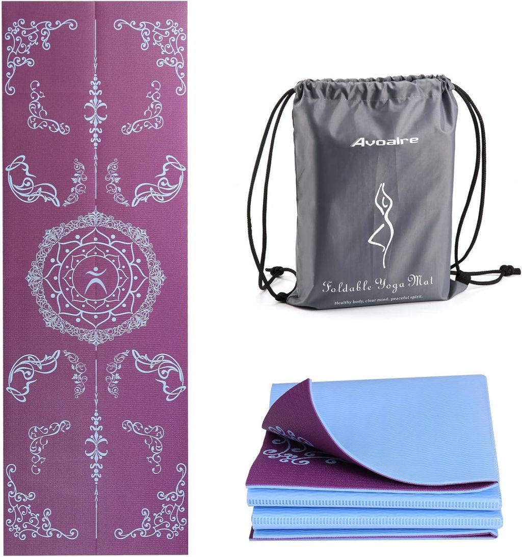 Avoalre Foldable Travel Yoga Mat Print | 5mm &6mm Thick Large Pilates Mat | Non-Slip High Density Floor Exercise Mat for Home Workout | Eco-Friendly Folding Fitness Mat for Women Men with Carrying Bag Avoalre Foldable Travel Yoga Mat Print | 5mm &6mm Thick Large Pilates Mat | Non-Slip High Density Floor Exercise Mat for Home Workout | Eco-Friendly Folding Fitness Mat for Women Men with Carrying Bag