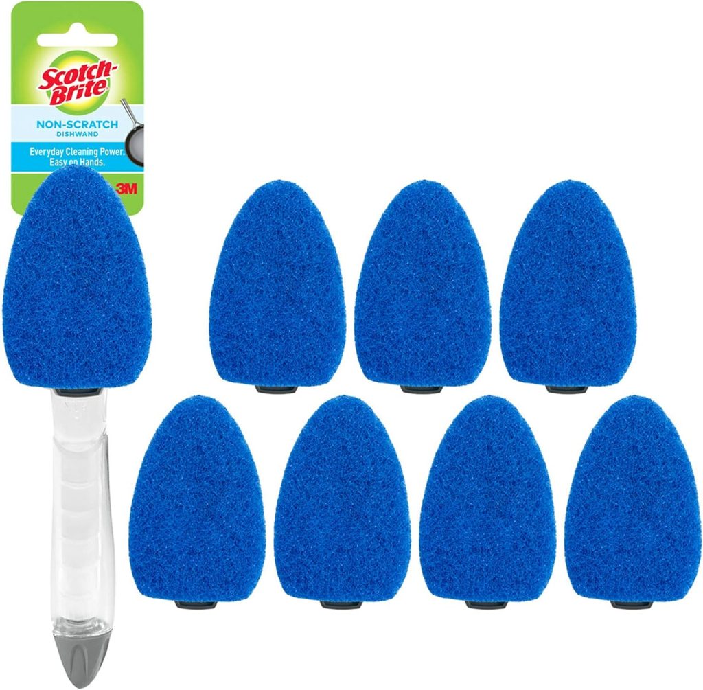 Scotch-Brite Non-Scratch Dishwand Kit, Includes 1 Dish Wand & 7 Dish Wand Sponge Refills, Best for Nonstick Pots and Pans, Keep Hands Out of the Mess, Dish Cleaning Wand, Dish Soap Wand, Dish Brush Scotch-Brite Non-Scratch Dishwand Kit, Includes 1 Dish Wand & 7 Dish Wand Sponge Refills, Best for Nonstick Pots and Pans, Keep Hands Out of the Mess, Dish Cleaning Wand, Dish Soap Wand, Dish Brush