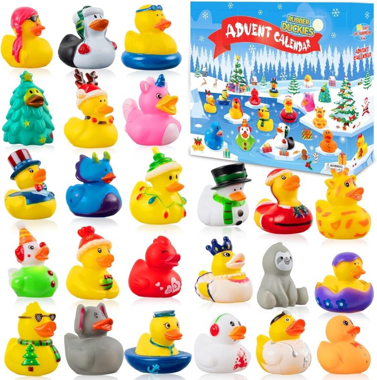 2024 Advent Calendar Christmas Ducks – 24pcs Rubber Duck Vacation Advent Calendar 24 Days of Christmas Countdown Toys Fun Duck Bath Toy for Xmas Party Favors Kids Toddlers Girls Boys