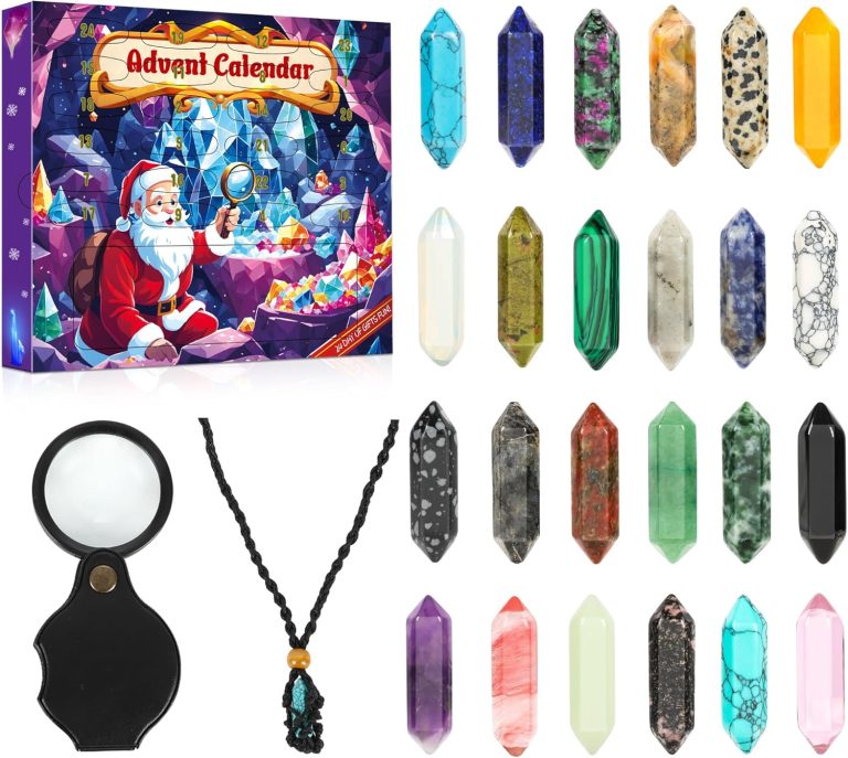 Advent Calendar 2024 Crystals Gemstones – 24 Surprise Crystal Christmas Countdown Natural Crystal Gem Gifts for Adults Women and Teenagers