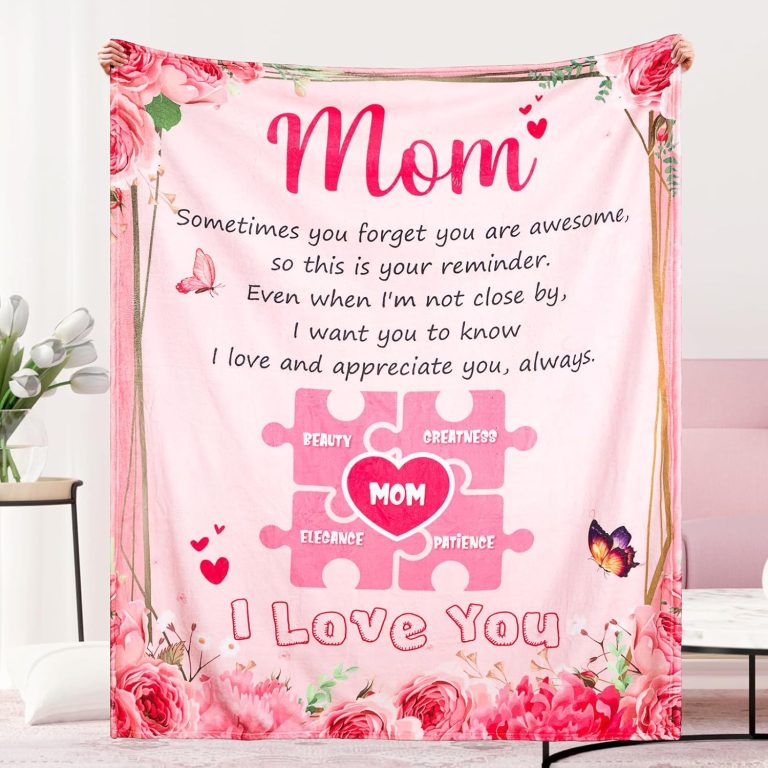 Gifts for Mom, Mom Birthday Gifts, Mom Gifts from Daughter Son, Super Soft Flannel Pink Blanket Gifts for Mom Birthday, Moms Birthday Gift Ideas, Best Gift for Mom Birthday, Christmas 50″ x 60″