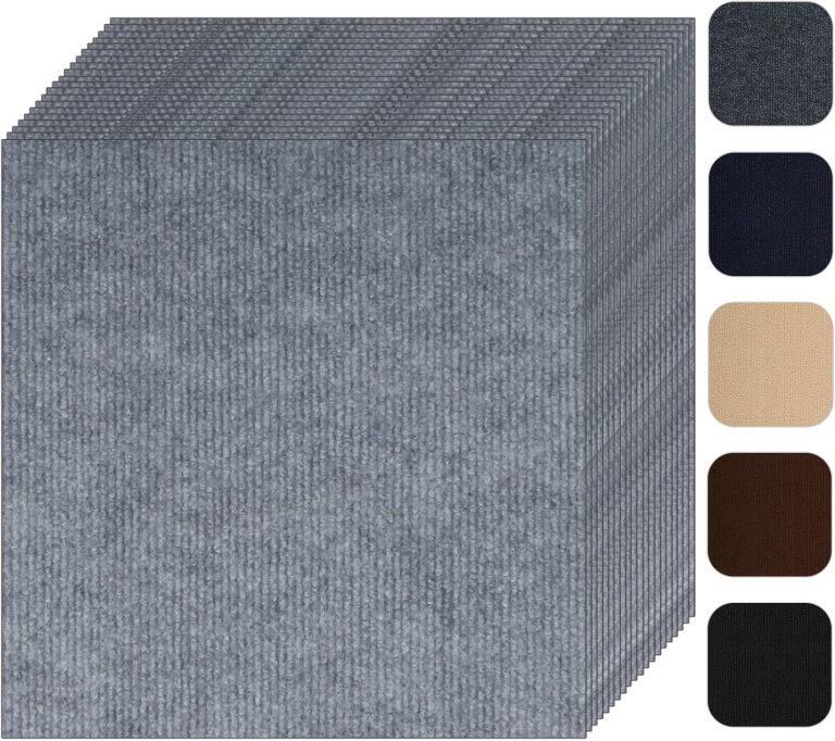 Self Adhesive Carpet Tile 20 Pcs 24″ x 24″ Peel and Stick Carpet Floor Tiles Non-Slip Carpet Squares Tiles DIY Installation for Living Room Bedroom