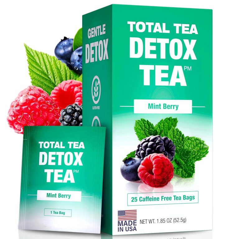 Total Tea Slimming Detox Tea for a Healthy Weight Support – Caffeine Free – Herbal Tea with Chamomile, Hibiscus, Ginger Root for Colon Cleanse – Natural Mint Tea for Digestive Health
