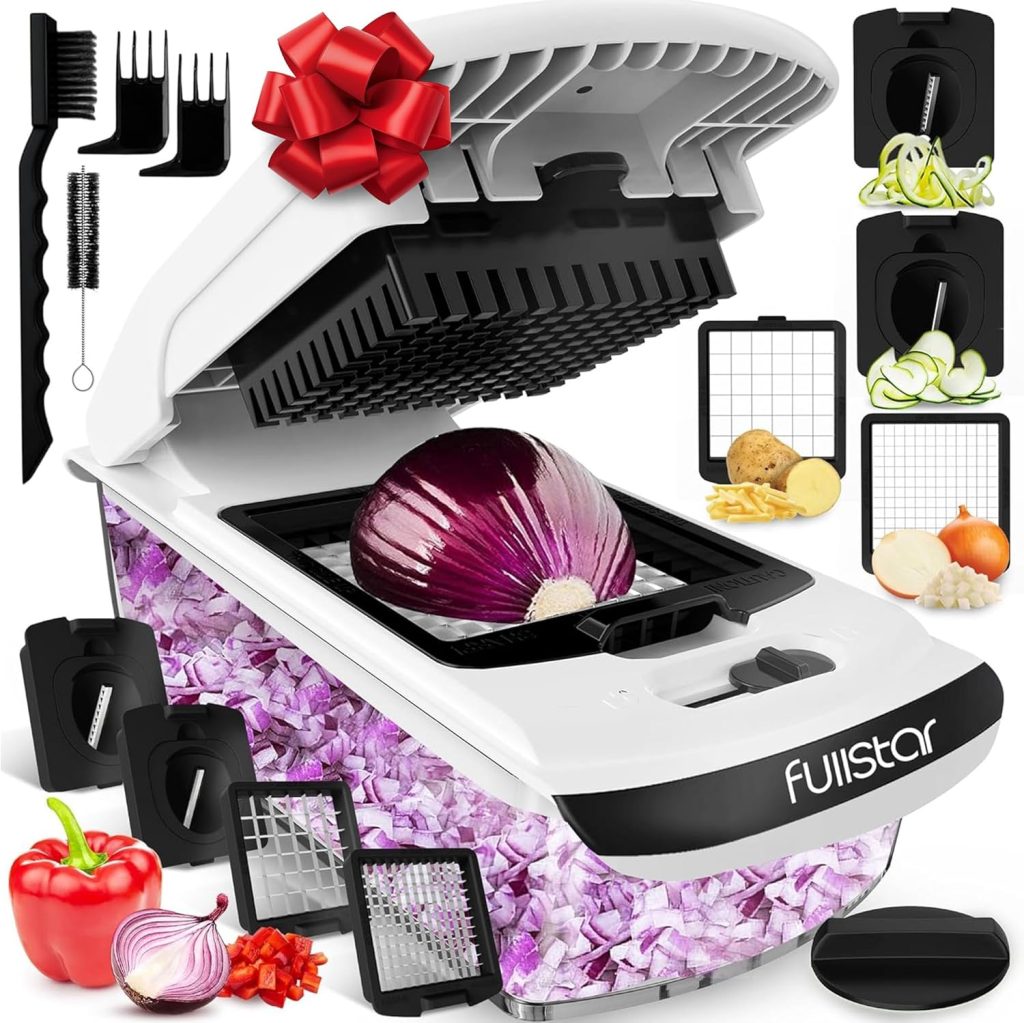 Fullstar Vegetable Chopper – Food Chopper – Onion Chopper – Vegetable Slicer & Spiralizer – Veggie Chopper with Container – Kitchen Gadgets – Home Essentials – Kitchen Accessories (4 in 1, White) Fullstar Vegetable Chopper – Food Chopper – Onion Chopper – Vegetable Slicer & Spiralizer – Veggie Chopper with Container – Kitchen Gadgets – Home Essentials – Kitchen Accessories (4 in 1, White)