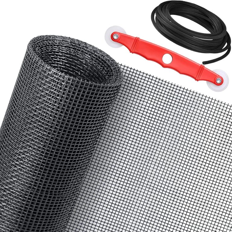 Window Screen Replacement Kit, 48” x 99” Fiberglass Screen Mesh with Rolling Tool and Screen Retainer Spline, DIY Adjustable Screen Door Mesh for Window, Door and Patio, Gray