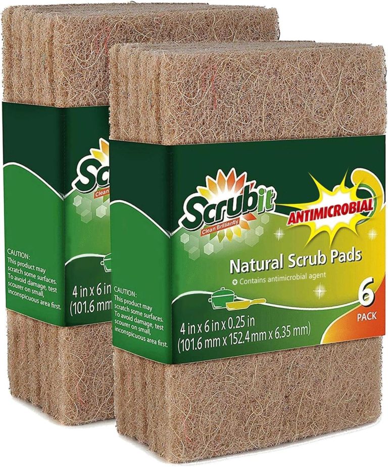 SCRUBIT Natural Scouring Pads (12 Pack) – Eco Friendly Scrubbing Pads for Kitchen Cleaning, Dishes, and Pots – Non-Scratch Kitchen Scrubbers – 100% Natural Sisal Fibers (12 Pack)