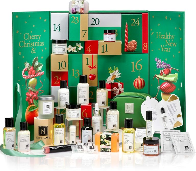 Beauty Box Advent Calendar by Nabila K – 24 Days of Botanical Bliss with Skincare, Body Care, and Travel Essentials – Cruelty-Free, Ethically Sourced Holiday Gift Set