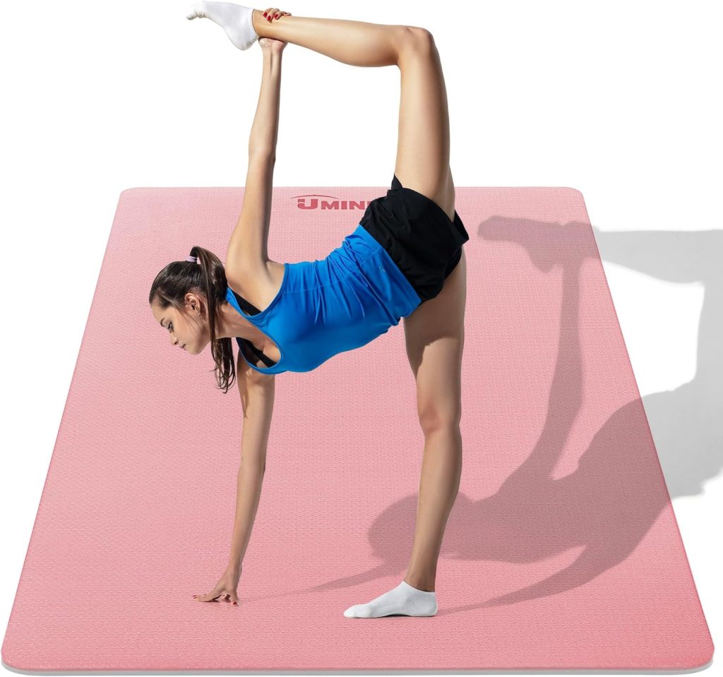 Large Yoga Mat for Men and Women 1/4 & 2/5 Inch Extra Thick TPE Fitness Mat for Home Gym Workout, Non-Slip, Eco Friendly Exercise Mat for Yoga, Pilates, Stretching, Meditation