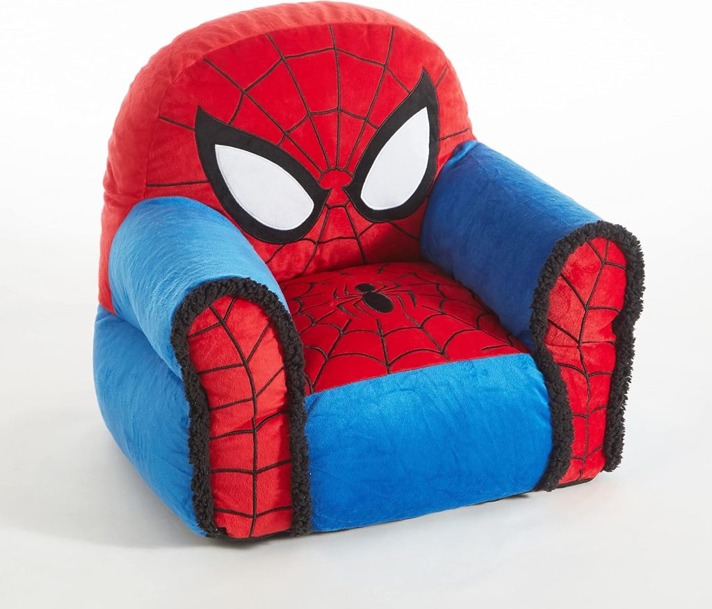 Idea Nuova Marvel Spiderman Figural Bean Bag Chair with Sherpa Trim, Ages 3+, Polyester, Red, Medium Idea Nuova Marvel Spiderman Figural Bean Bag Chair with Sherpa Trim, Ages 3+, Polyester, Red, Medium