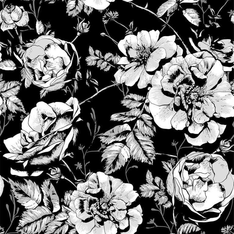 17.5in×23ft Vintage Dark Floral Peel and Stick Wallpaper Black White Grey Peony Mural Wallpaper Waterproof Floral Contact Paper for Cabinets Removable Renter Friendly Accent Wall Paper