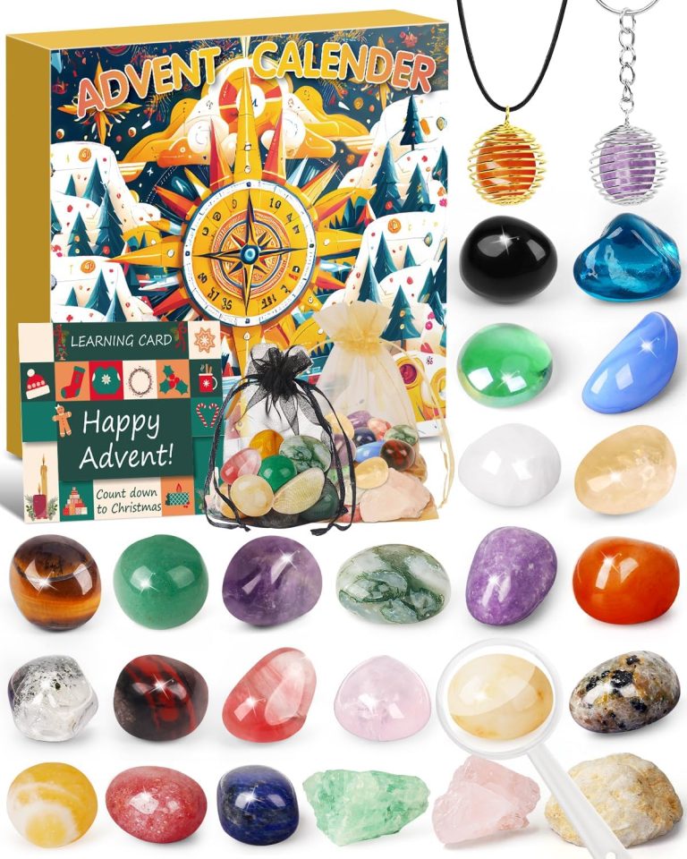 Advent Calendar 2024 Kids Stocking Stuffers: 24 Days Countdown Christmas Gifts for Kids Teens Girls Boys with Crystal Gemstone Rock Collection Kit Funny Learning Santa Gifts for Children