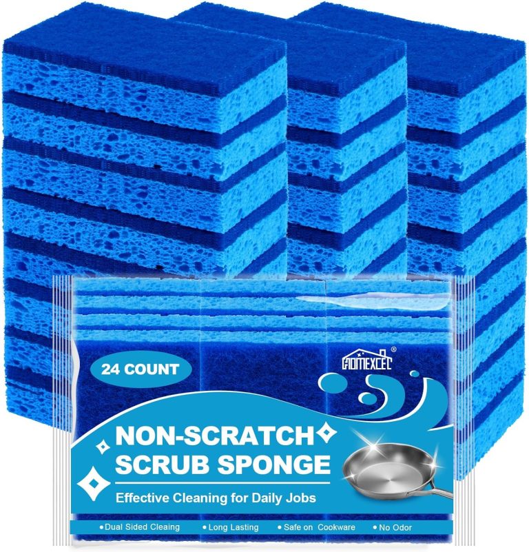 HOMEXCEL Sponges Kitchen 24pcs, Non-Scratch Scrub Dish Sponges, Safe on Non-Stick Cookware,Dual Sided Cleaning Sponges for Kitchen,Household,Bathroom and More