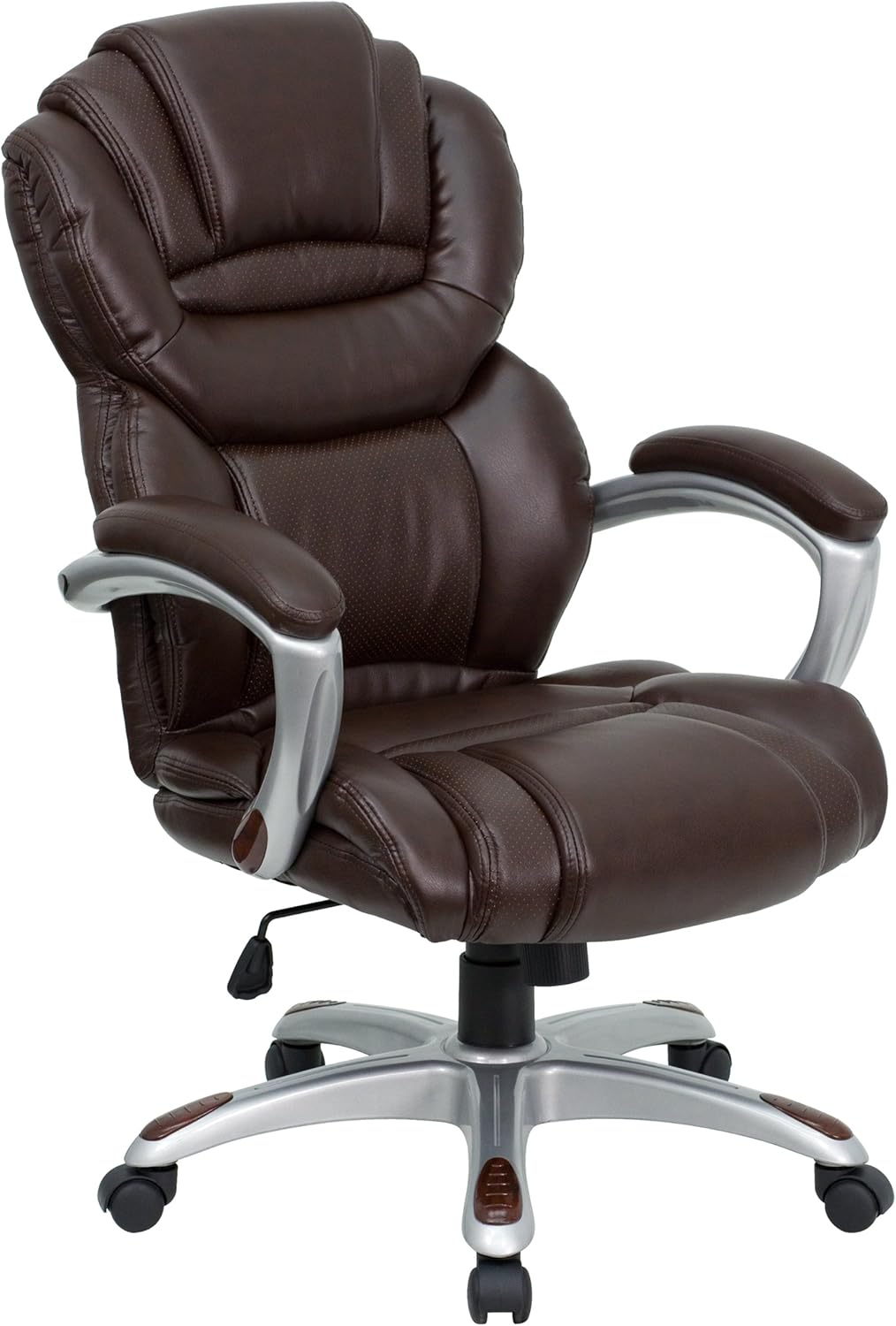 Flash Furniture Stella High Back Brown LeatherSoft Executive Swivel Ergonomic Office Chair with Arms Flash Furniture Stella High Back Brown LeatherSoft Executive Swivel Ergonomic Office Chair with Arms