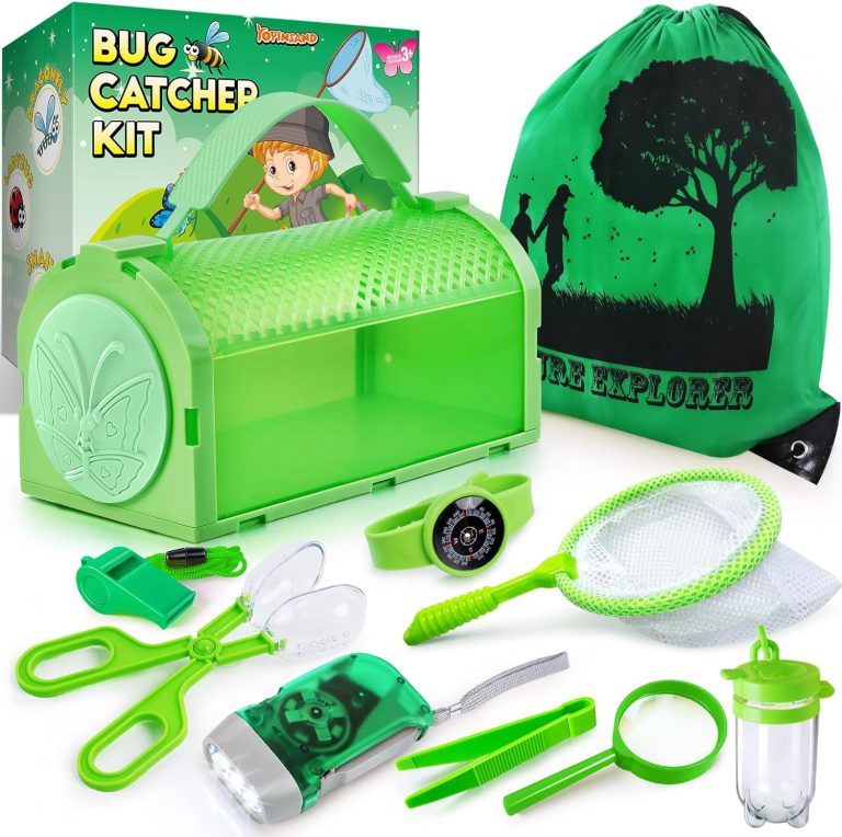 Bug Catcher Kit & Outdoor Explorer Kit for Kids, 11 Pcs Bug Catching Kit with Toy Cage, Backpack, Flashlight, Manifying Glass, Toy Net, Outdoor Exploration Toys Gift for Boys Girls 3-12